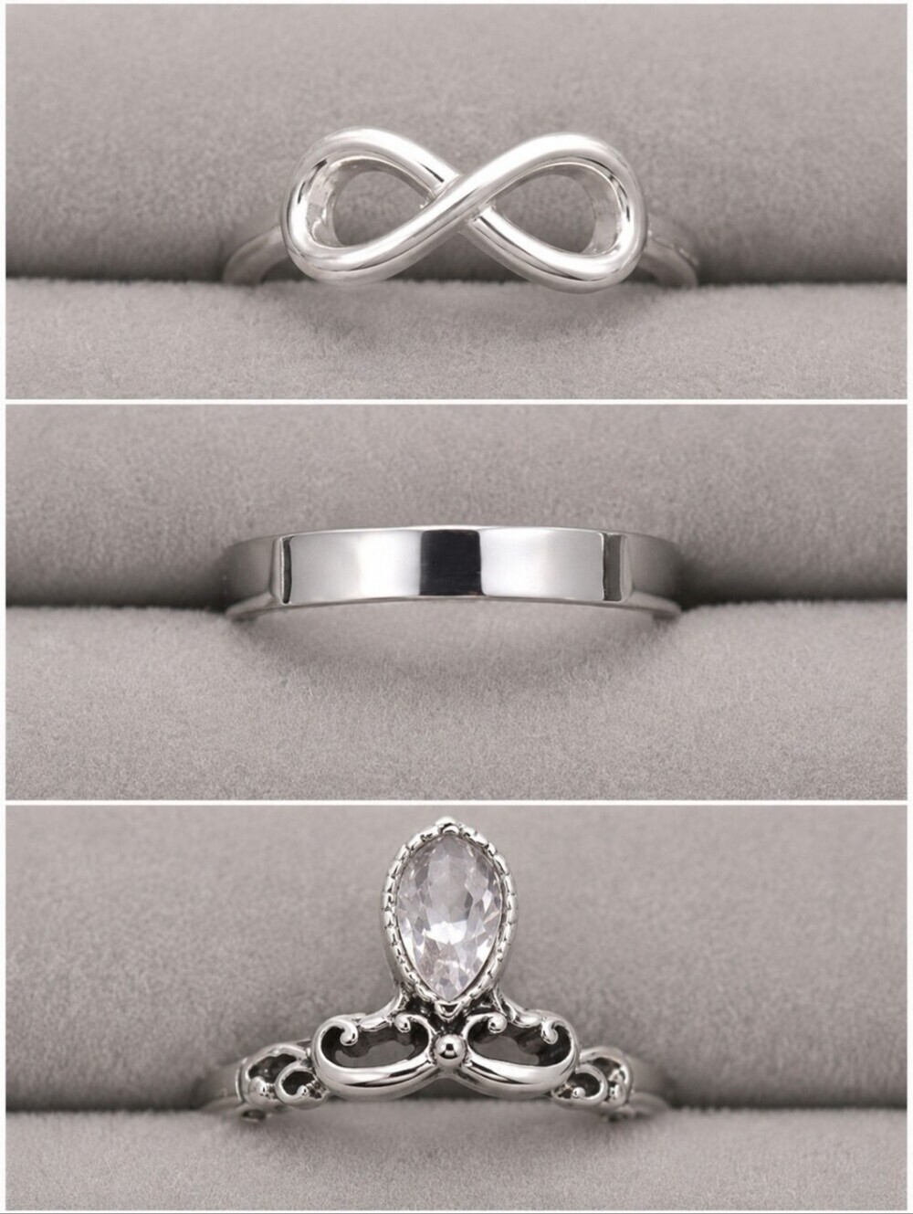 Stackable Silver Tone 3-Ring Set - Picture 4 of 5